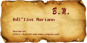 Bálint Mariann névjegykártya